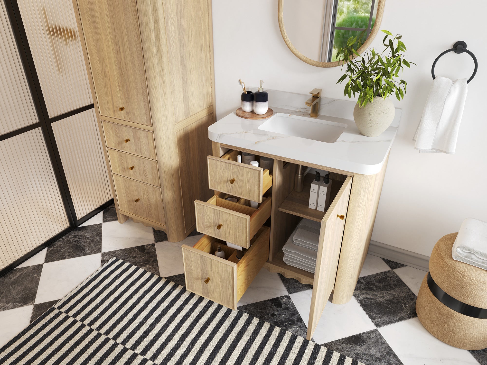 Orlando Oak 36 in. W x 22 in. D Center Sink Bathroom Vanity - Willow Bath and Vanity