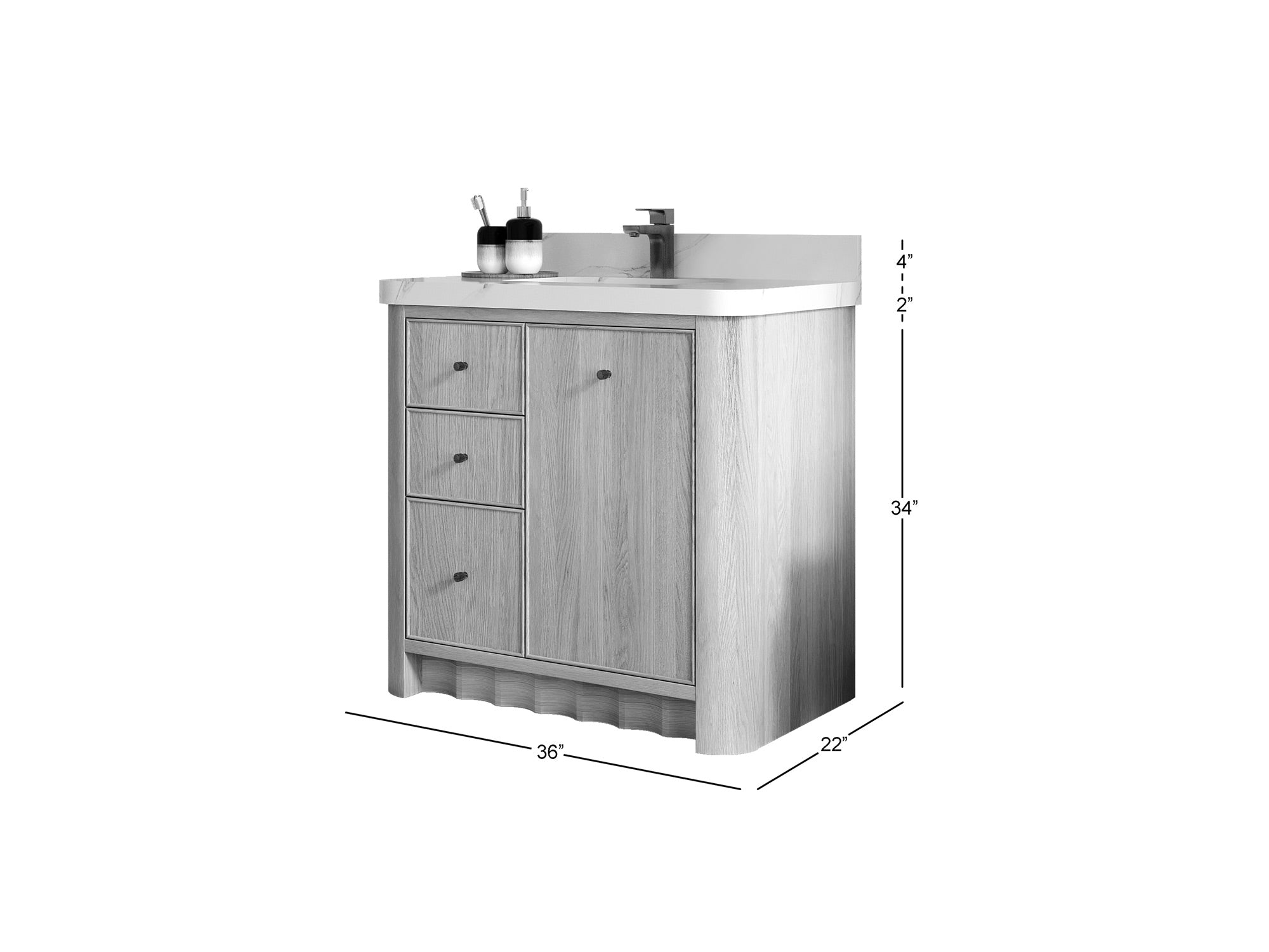 Orlando Oak 36 in. W x 22 in. D Center Sink Bathroom Vanity - Willow Bath and Vanity