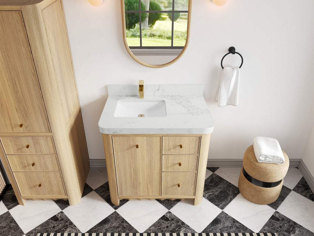 Orlando Oak 36 in. W x 22 in. D Left Offset Sink Bathroom Vanity - Willow Bath and Vanity