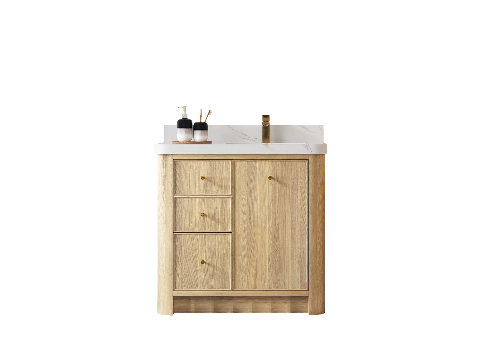 Orlando Oak 36 in. W x 22 in. D Right Offset Sink Bathroom Vanity - Willow Bath and Vanity