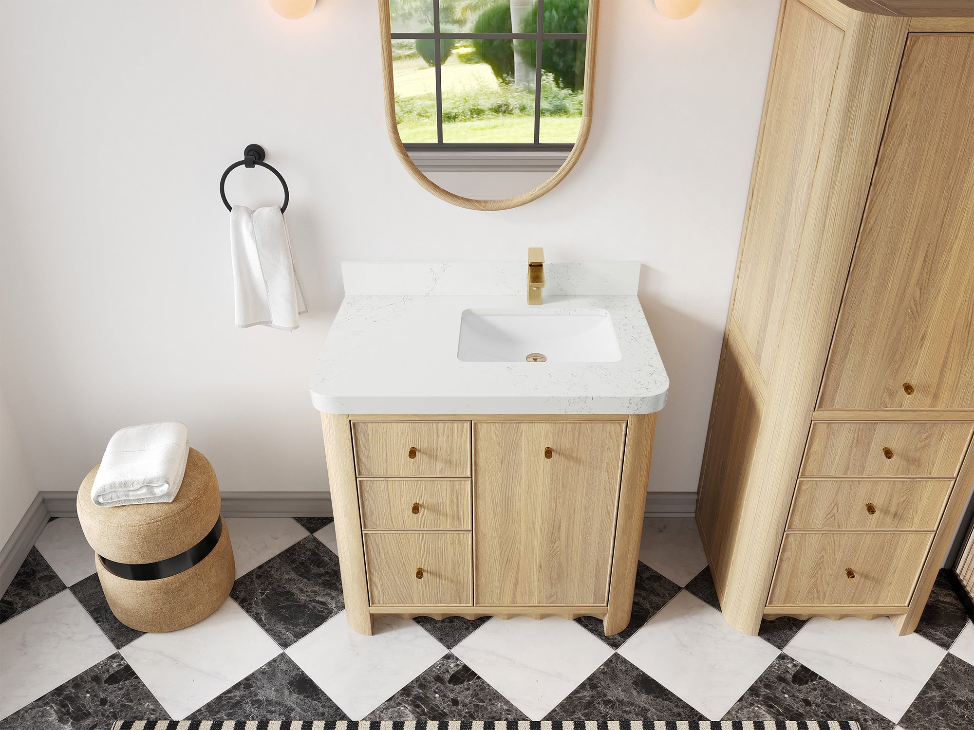 Orlando Oak 36 in. W x 22 in. D Right Offset Sink Bathroom Vanity - Willow Bath and Vanity