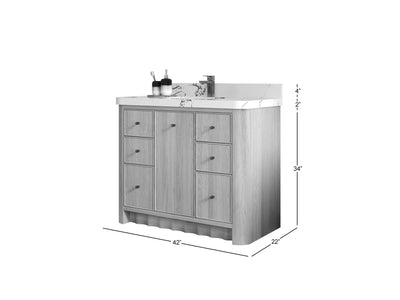 Orlando Oak 42 in. W x 22 in. D Single Sink Bathroom Vanity - Willow Bath and Vanity