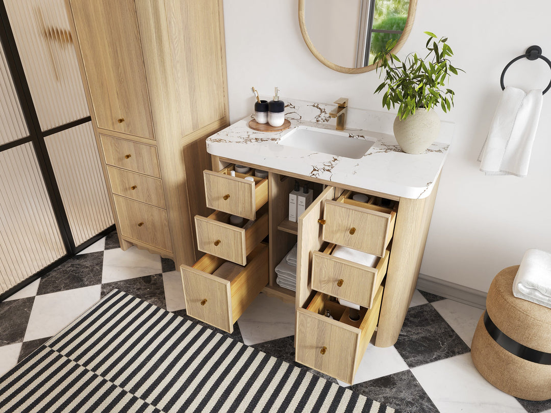 Orlando Oak 42 in. W x 22 in. D Single Sink Bathroom Vanity - Willow Bath and Vanity