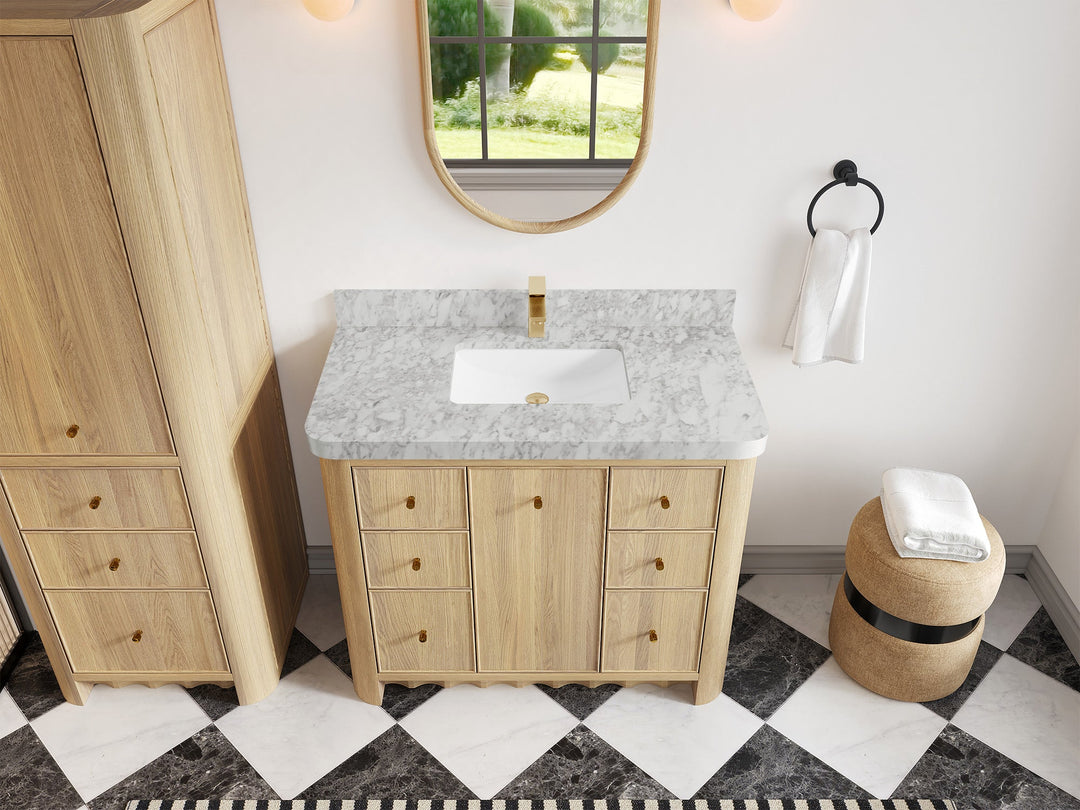 Orlando Oak 42 in. W x 22 in. D Single Sink Bathroom Vanity - Willow Bath and Vanity