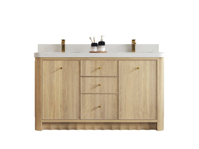 Orlando Oak 60 in. W x 22 in. D Double Sink Bathroom Vanity - Willow Bath and Vanity