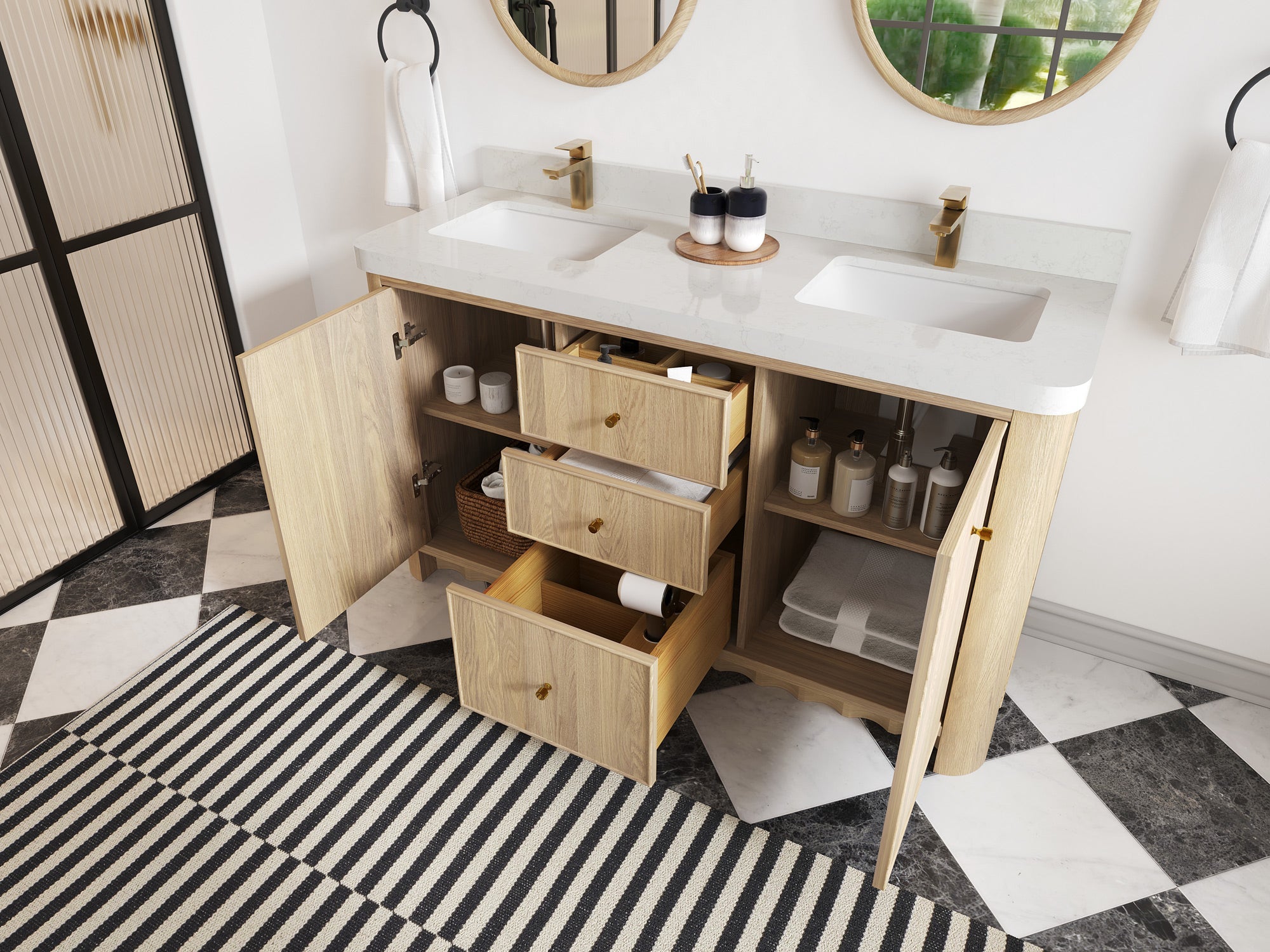 Orlando Oak 60 in. W x 22 in. D Double Sink Bathroom Vanity - Willow Bath and Vanity