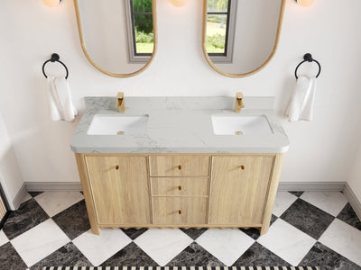 Orlando Oak 60 in. W x 22 in. D Double Sink Bathroom Vanity - Willow Bath and Vanity
