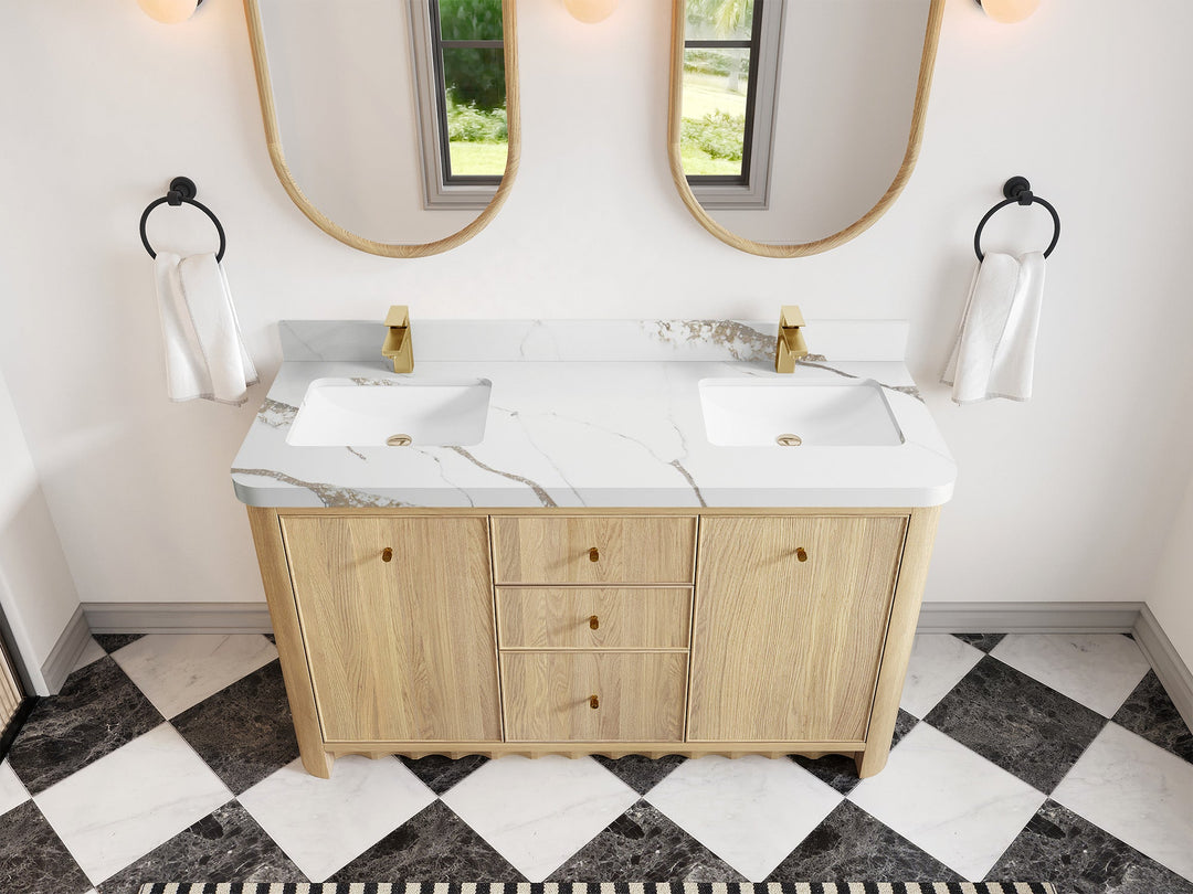 Orlando Oak 60 in. W x 22 in. D Double Sink Bathroom Vanity - Willow Bath and Vanity