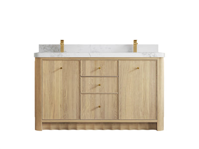 Orlando Oak 60 in. W x 22 in. D Double Sink Bathroom Vanity - Willow Bath and Vanity