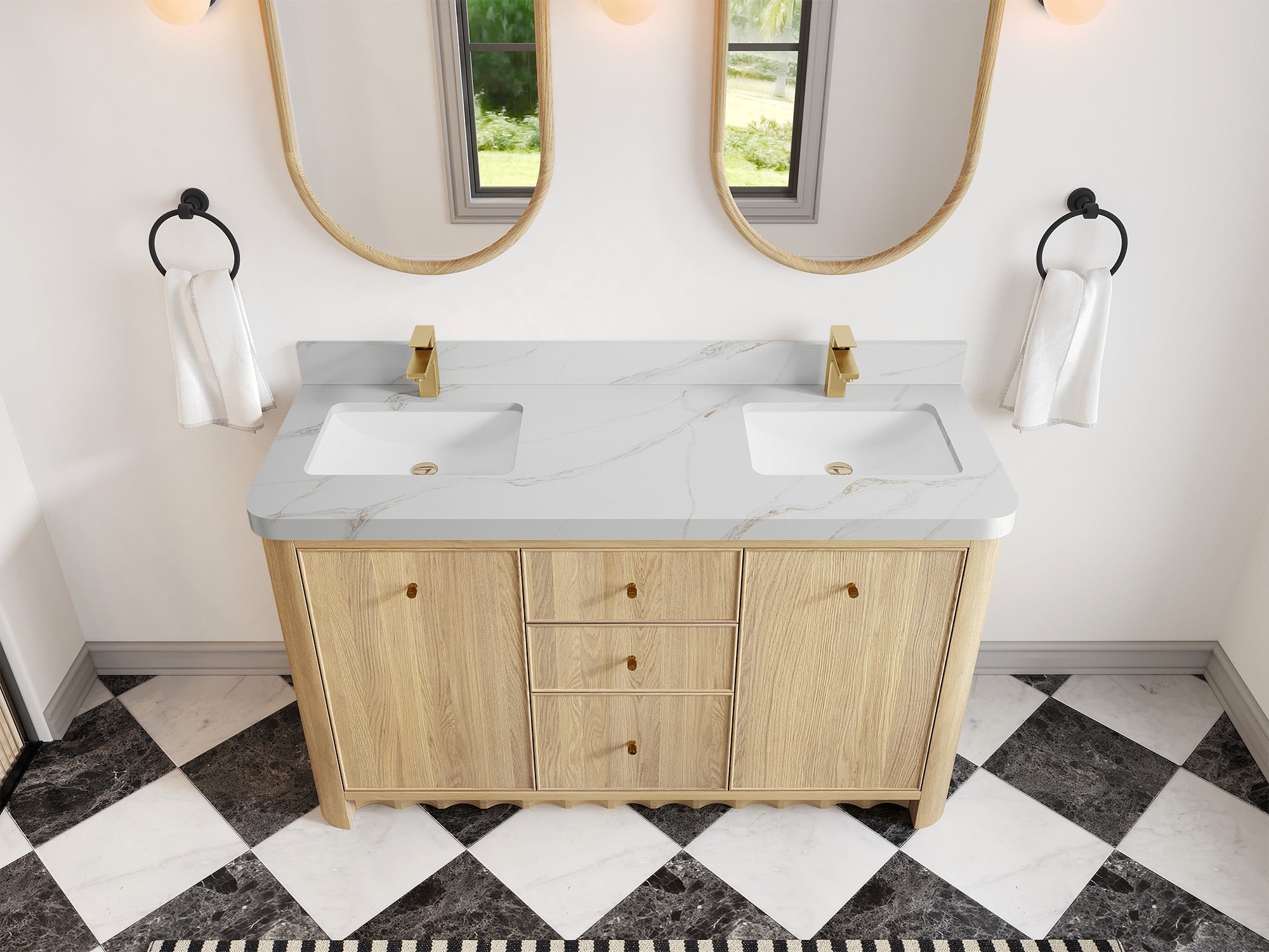 Orlando Oak 60 in. W x 22 in. D Double Sink Bathroom Vanity - Willow Bath and Vanity