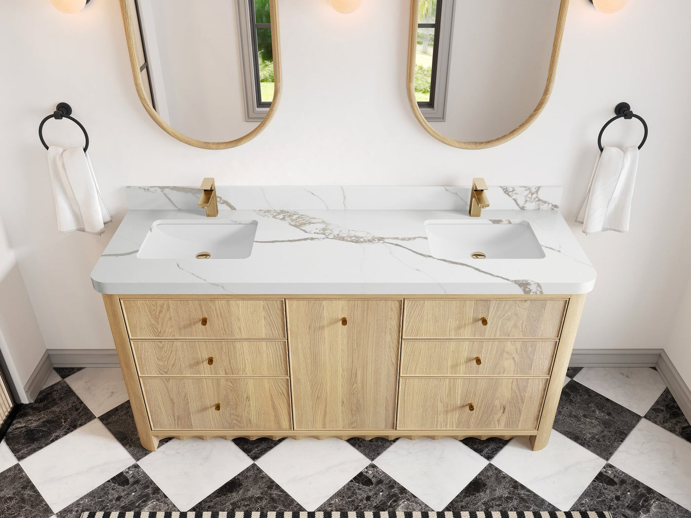 Orlando White Oak 72 in. W x 22 in. D Double Sink Bathroom Vanity
