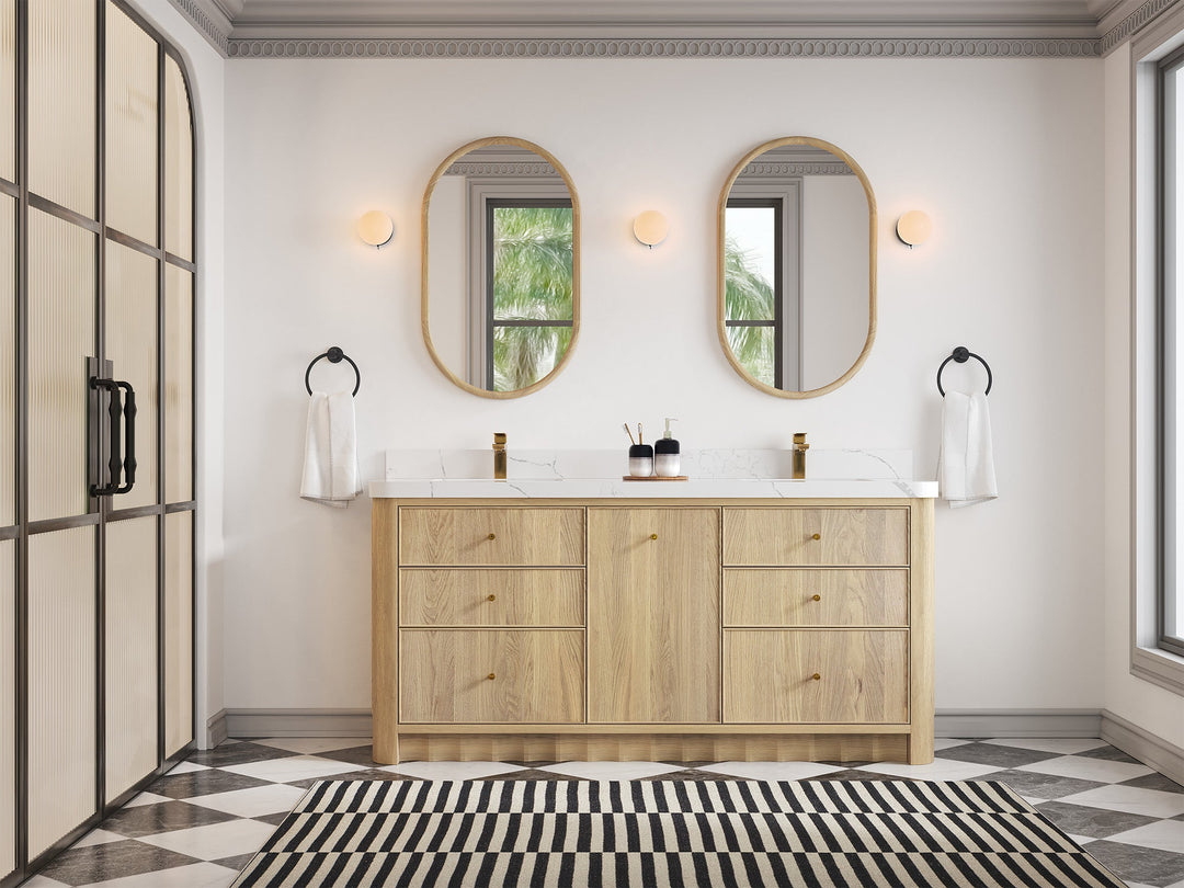 Orlando Oak 72 in. W x 22 in. D Double Sink Bathroom Vanity - Willow Bath and Vanity