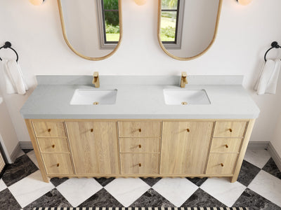 Orlando Oak 84 in. W x 22 in. D Double Sink Bathroom Vanity - Willow Bath and Vanity