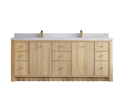 Orlando Oak 84 in. W x 22 in. D Double Sink Bathroom Vanity - Willow Bath and Vanity