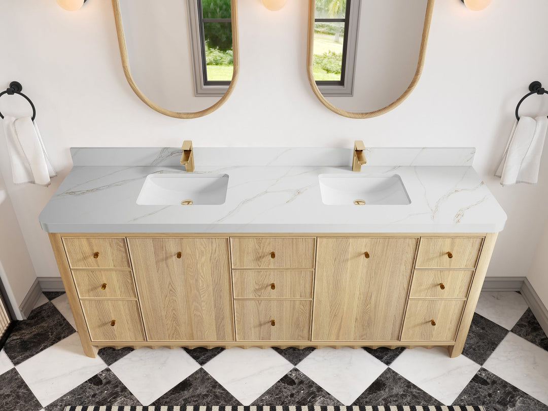 Orlando Oak 84 in. W x 22 in. D Double Sink Bathroom Vanity - Willow Bath and Vanity