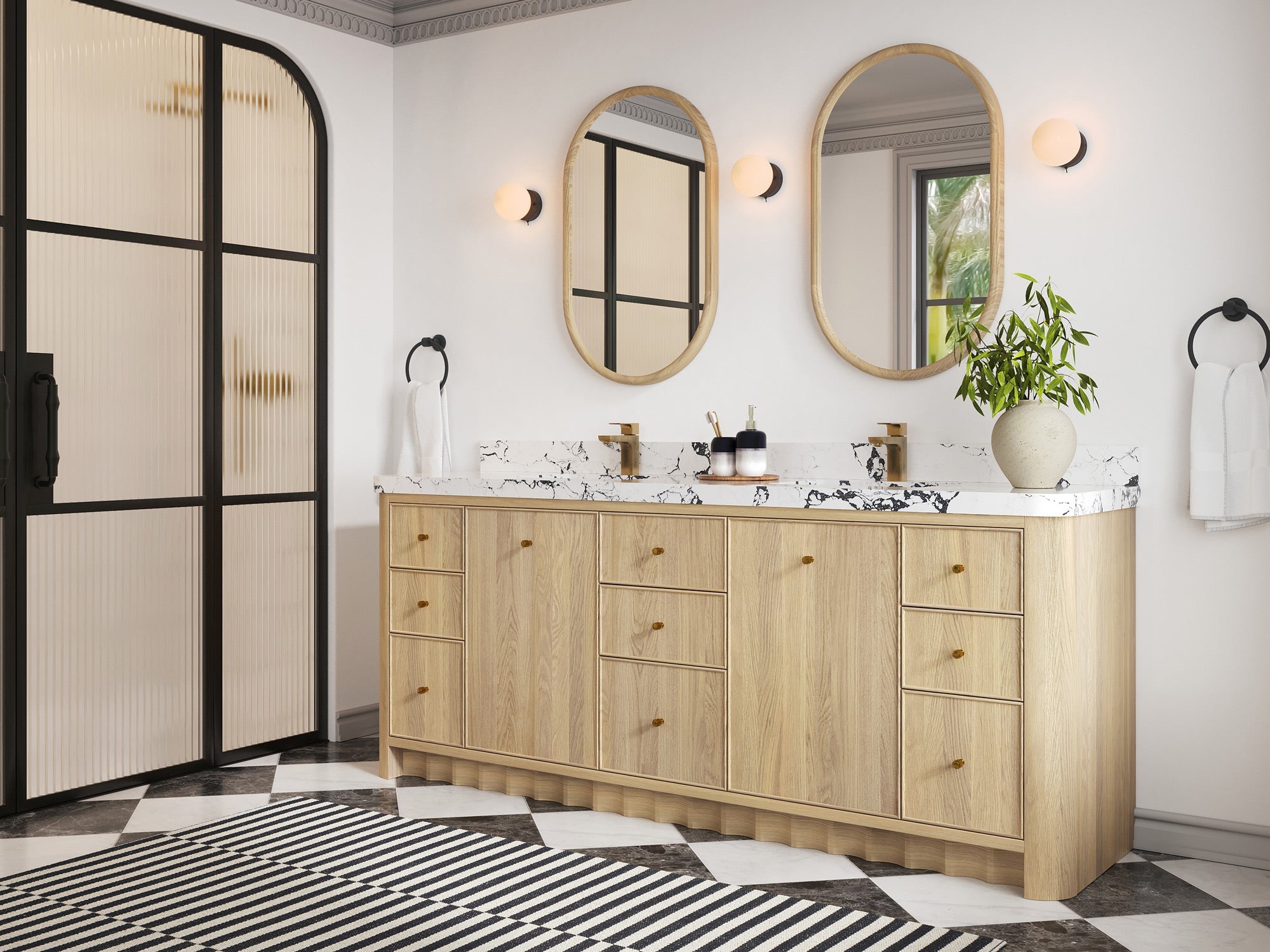 Orlando Oak 84 in. W x 22 in. D Double Sink Bathroom Vanity - Willow Bath and Vanity