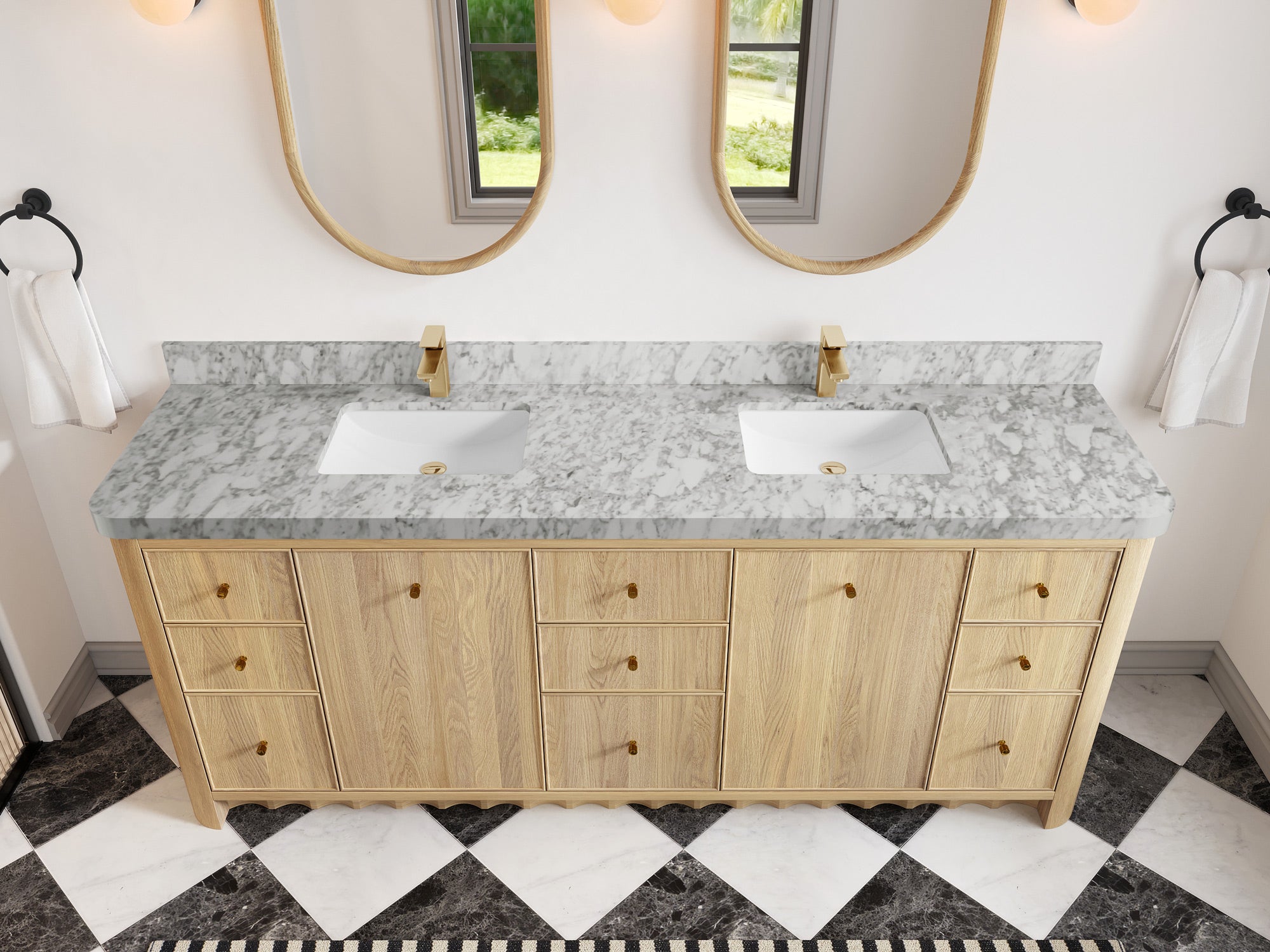 Orlando Oak 84 in. W x 22 in. D Double Sink Bathroom Vanity - Willow Bath and Vanity