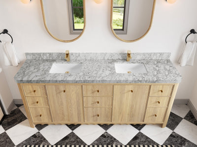 Orlando Oak 84 in. W x 22 in. D Double Sink Bathroom Vanity - Willow Bath and Vanity