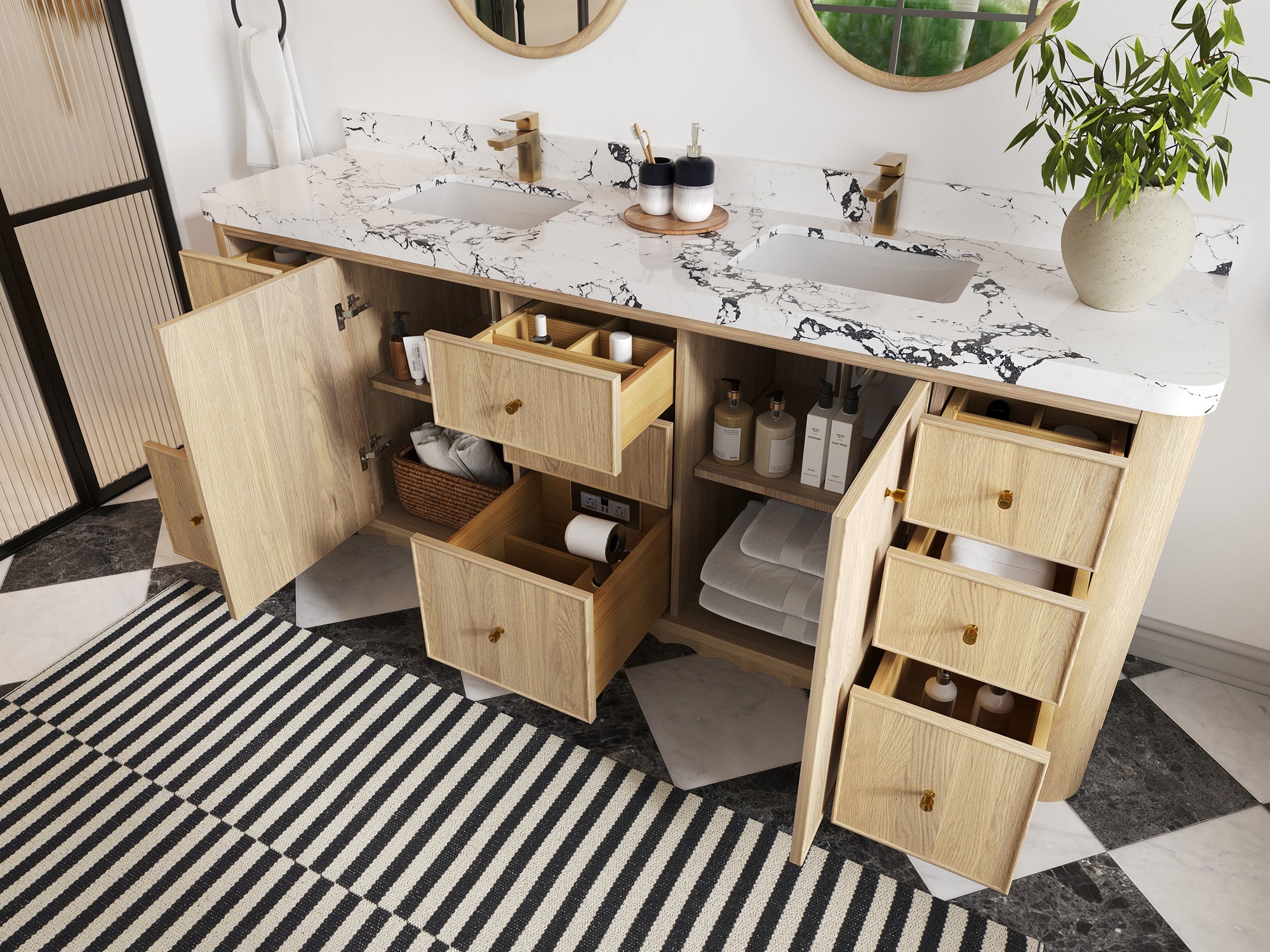 Orlando Oak 84 in. W x 22 in. D Double Sink Bathroom Vanity - Willow Bath and Vanity