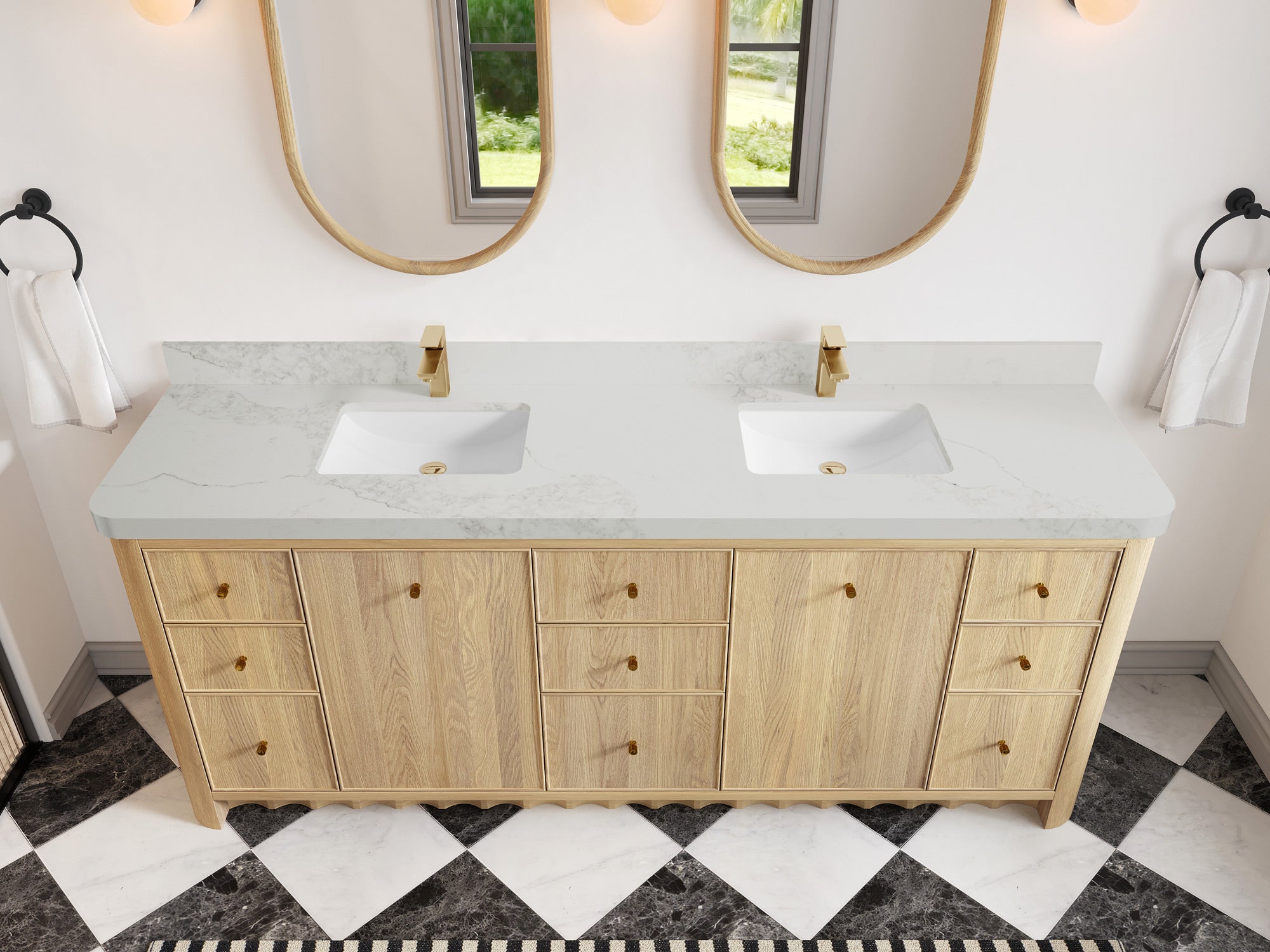 Orlando Oak 84 in. W x 22 in. D Double Sink Bathroom Vanity - Willow Bath and Vanity