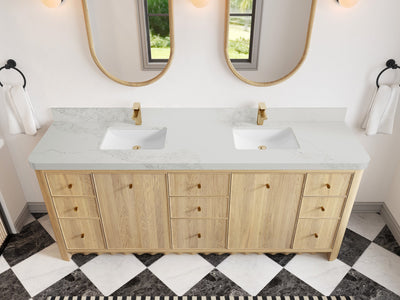 Orlando Oak 84 in. W x 22 in. D Double Sink Bathroom Vanity - Willow Bath and Vanity
