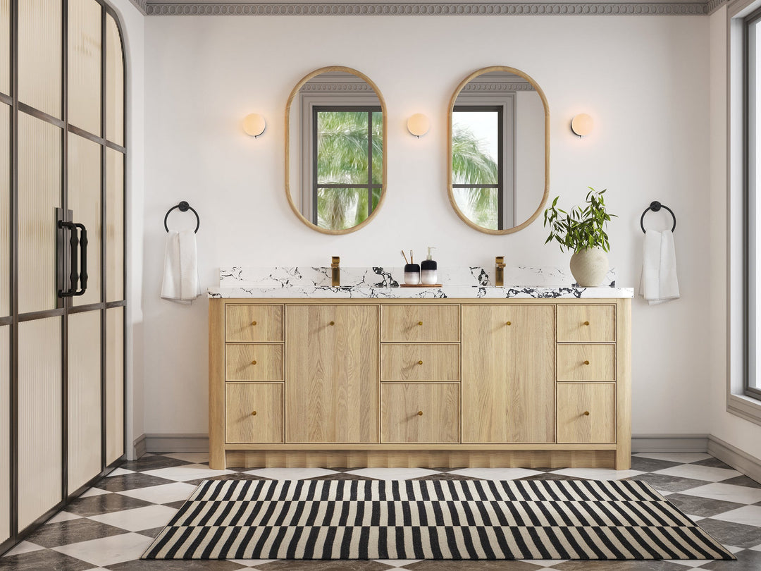 Orlando Oak 84 in. W x 22 in. D Double Sink Bathroom Vanity - Willow Bath and Vanity