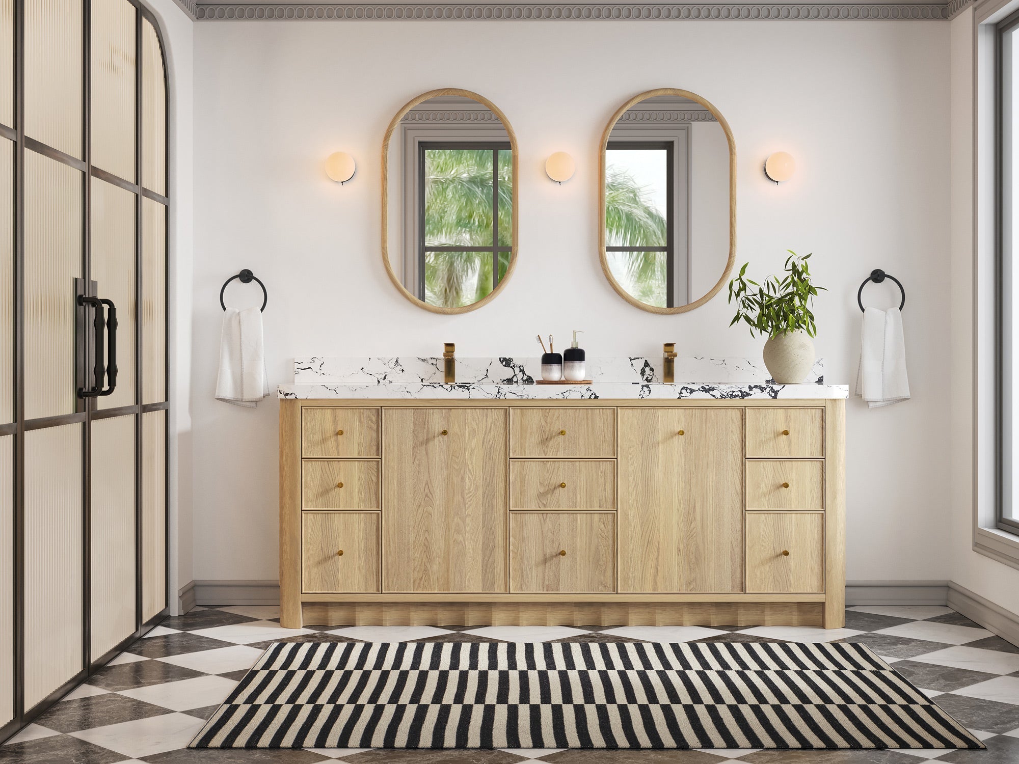 Orlando Oak 84 in. W x 22 in. D Double Sink Bathroom Vanity - Willow Bath and Vanity
