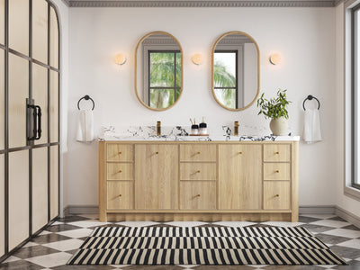 Orlando Oak 84 in. W x 22 in. D Double Sink Bathroom Vanity - Willow Bath and Vanity
