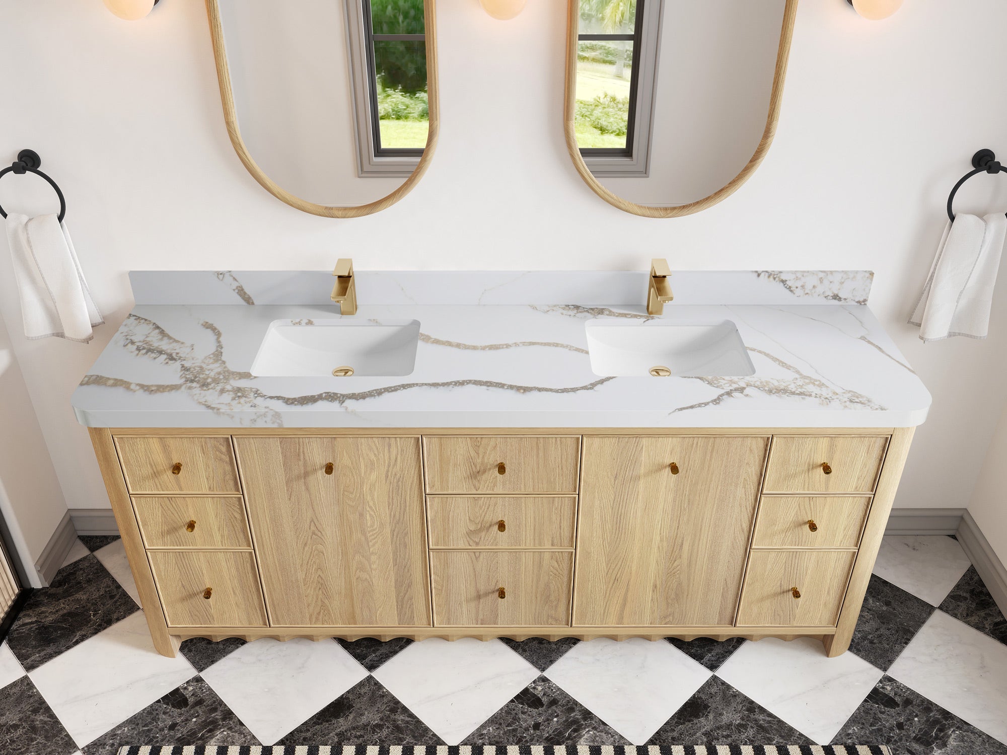 Orlando Oak 84 in. W x 22 in. D Double Sink Bathroom Vanity - Willow Bath and Vanity