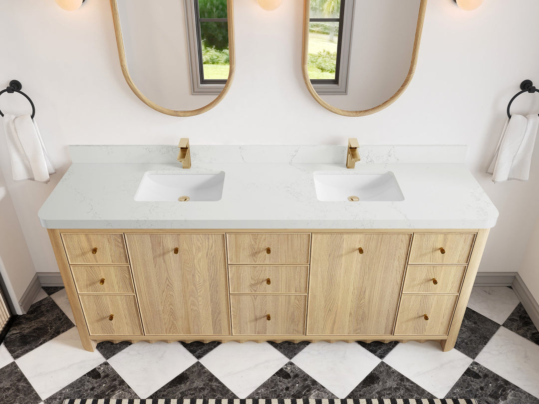 Orlando Oak 84 in. W x 22 in. D Double Sink Bathroom Vanity - Willow Bath and Vanity