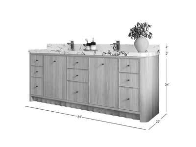 Orlando Oak 84 in. W x 22 in. D Double Sink Bathroom Vanity - Willow Bath and Vanity