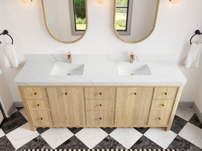 Orlando Oak 84 in. W x 22 in. D Double Sink Bathroom Vanity - Willow Bath and Vanity