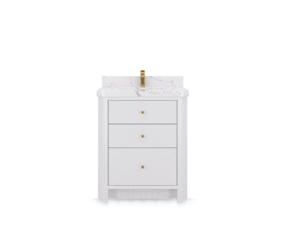 Orlando 30 in. single sink bathroom vanity in White, front view on a white background