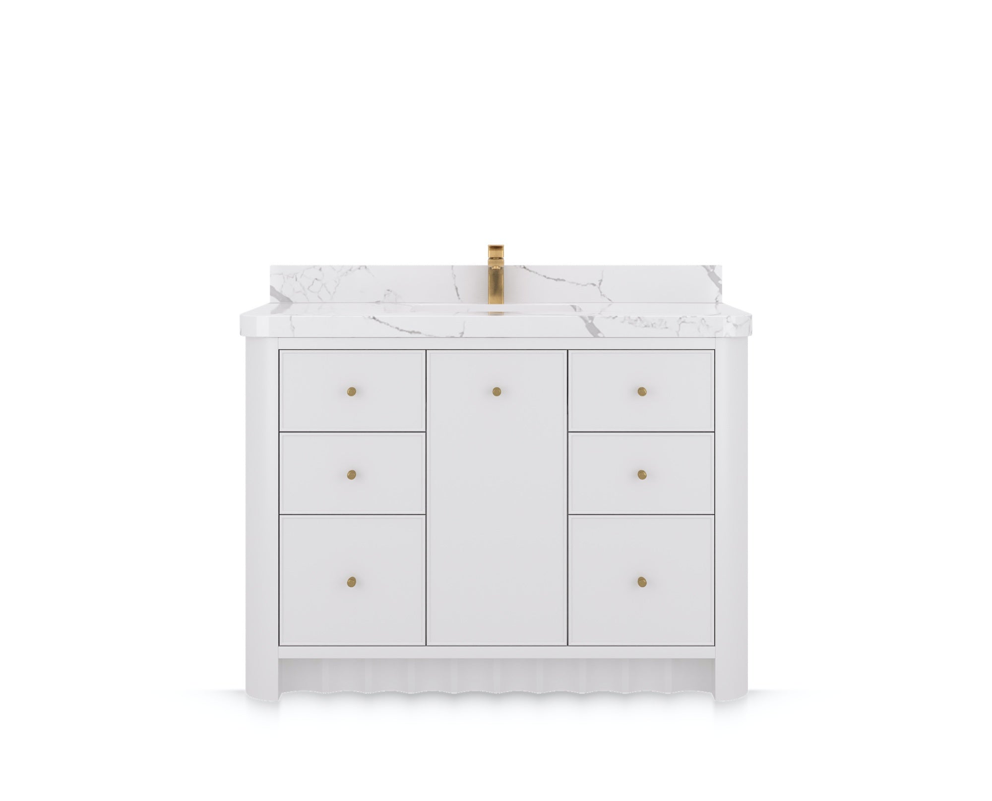 Orlando 48 in. single sink bathroom vanity in White, front view on a white background