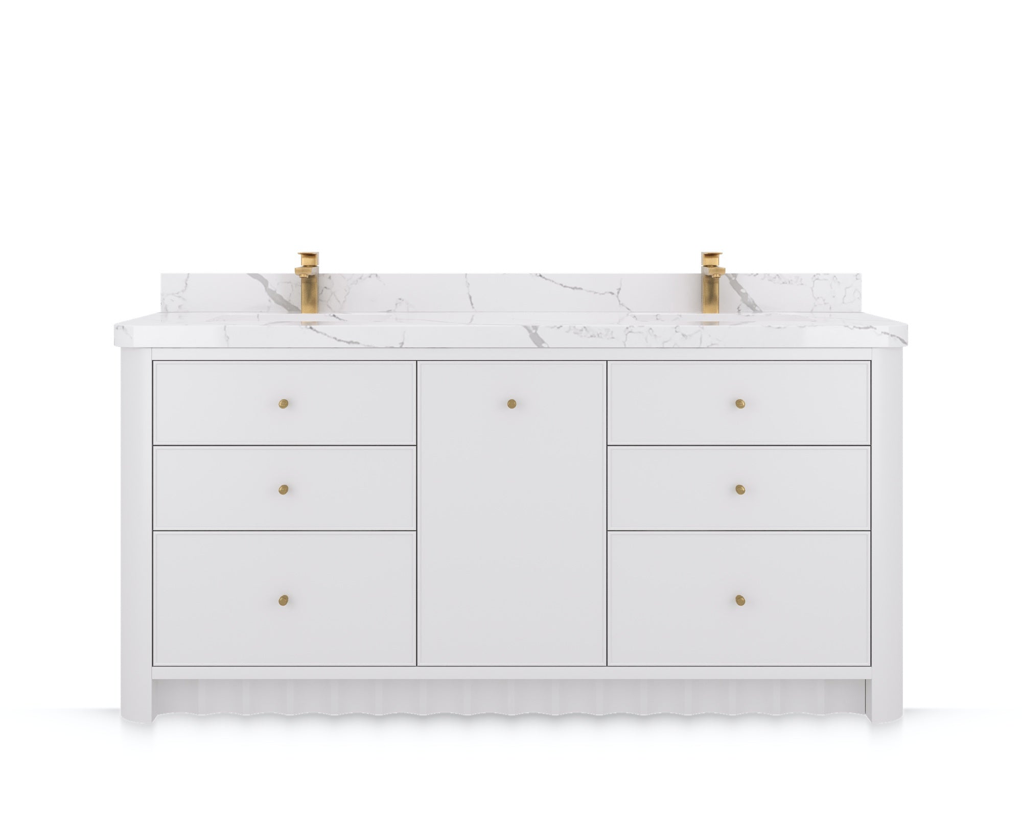 Orlando 72 in. double sink bathroom vanity in White, front view on a white background