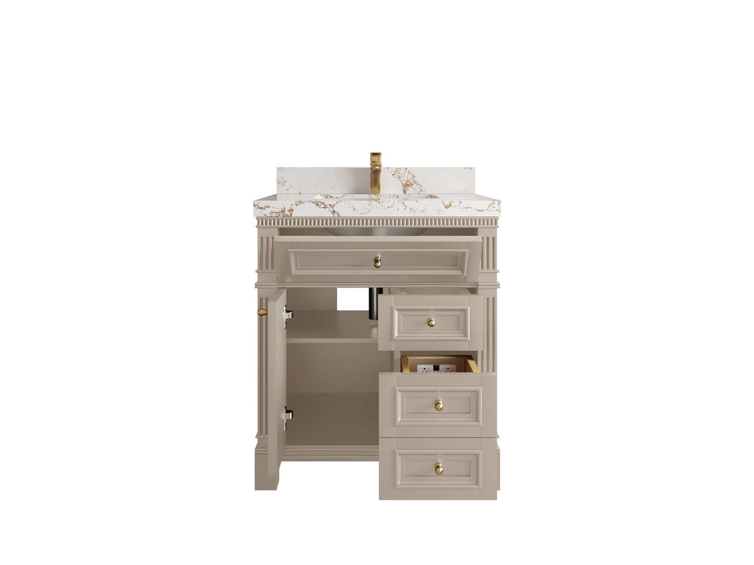 Paris 30 in. W x 22 in. D Single Sink Bathroom Vanity | 
              
                Fine Grain Linen Beige
                
                  
             - PRS_FNG_WHQZ_30 - photo №2