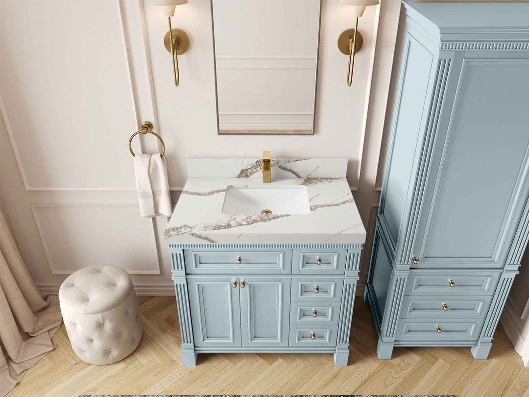 Paris 36 in. W x 22 in. D Bathroom Vanity with Center Sink | 
              
                Blue Heather
                
                  
             - PRS_BLU_CA_LZ_36CL - photo №15