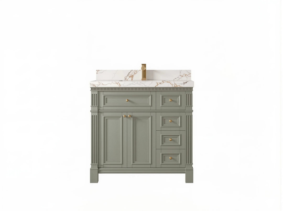 Paris 36 in. W x 22 in. D Bathroom Vanity with Center Sink | 
              
                Evergreen
                
                  
             - PRS_EGN_CA_LZ_36CL - photo №1