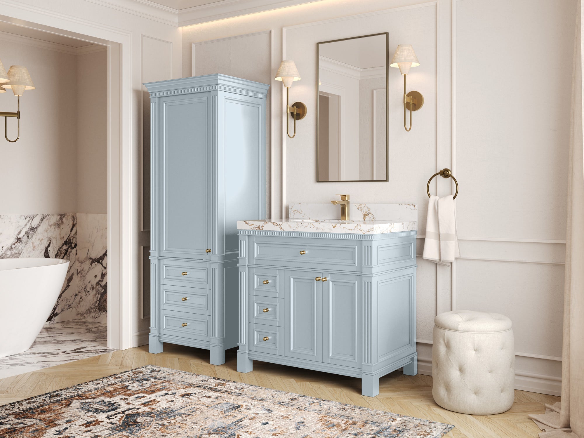 Paris 36 in. W x 22 in. D Center Sink Bathroom Vanity - Willow Bath and Vanity