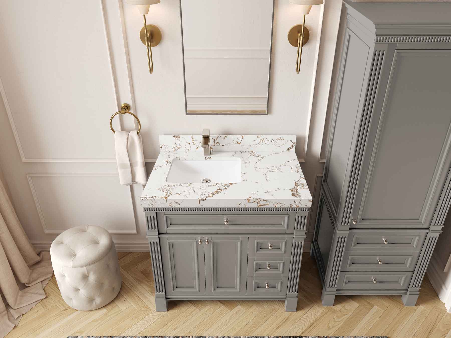 Paris 36 in. W x 22 in. D Left Offset Sink Bathroom Vanity - Willow Bath and Vanity