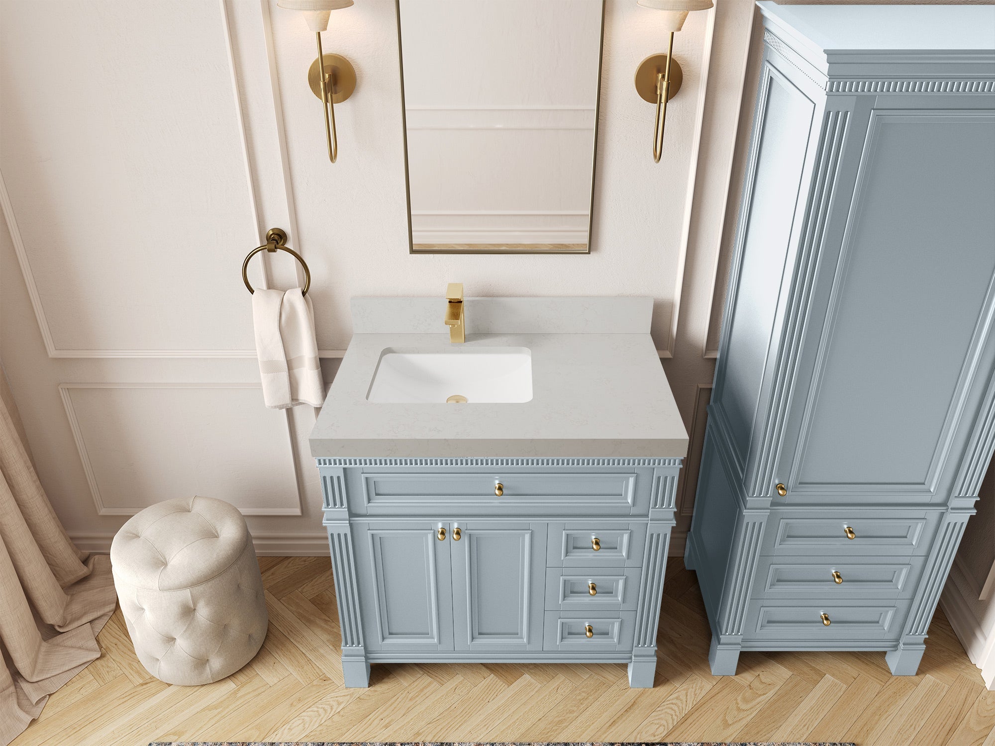 Paris 36 in. W x 22 in. D Left Offset Sink Bathroom Vanity - Willow Bath and Vanity