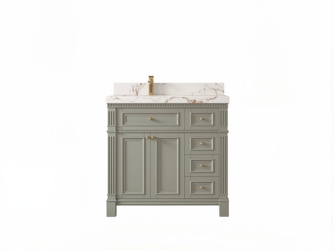 Paris 36 in. W x 22 in. D Left Offset Sink Bathroom Vanity | 
              
                Evergreen
                
                  
             - PRS_EGN_CA_BK_36L - photo №1