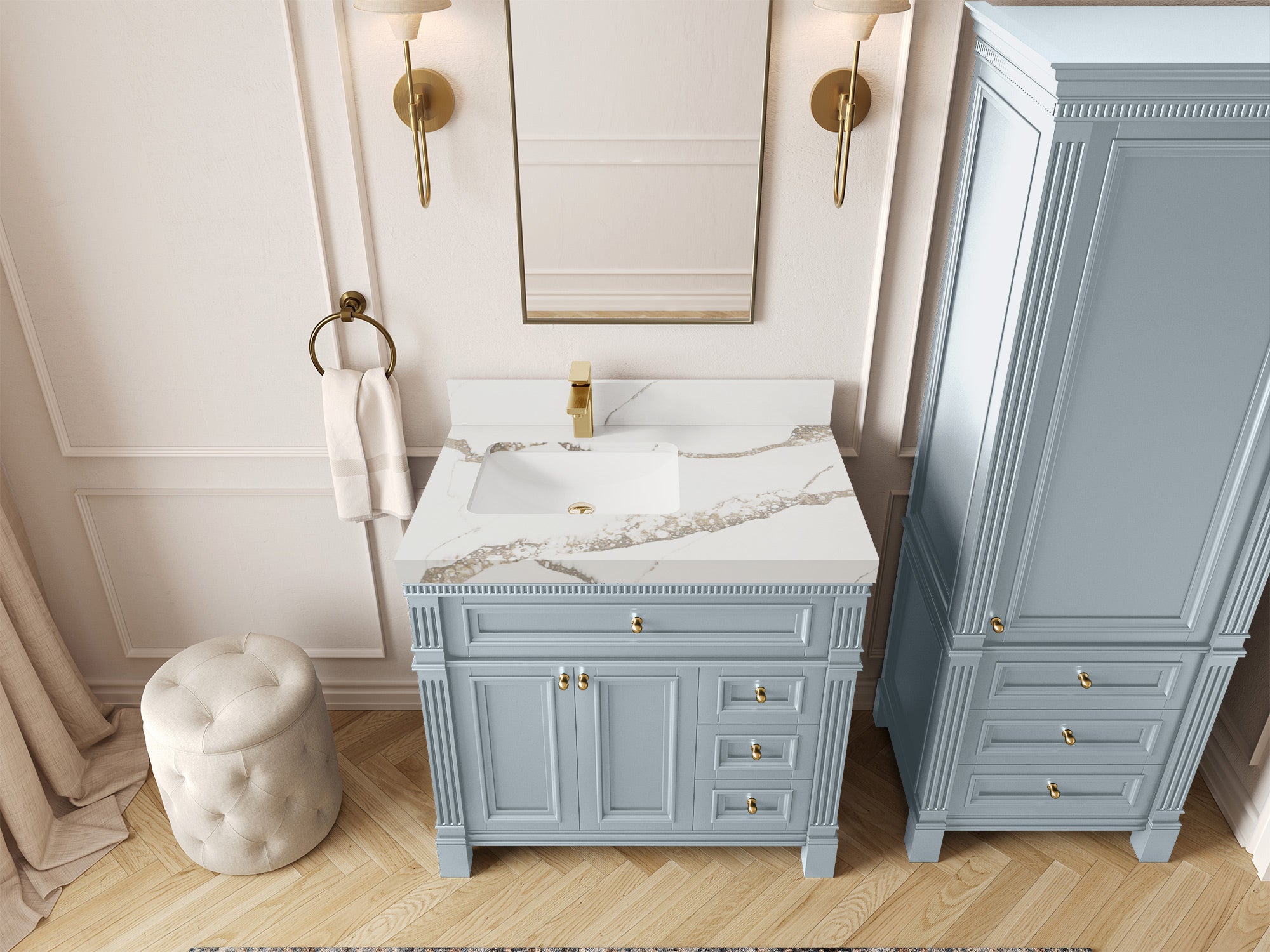 Paris 36 in. W x 22 in. D Left Offset Sink Bathroom Vanity - Willow Bath and Vanity