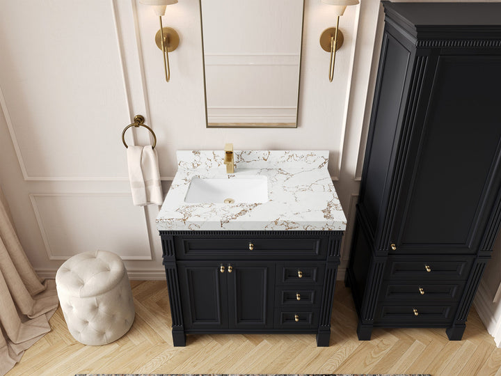 Paris 36 in. W x 22 in. D Left Offset Sink Bathroom Vanity - photo 37