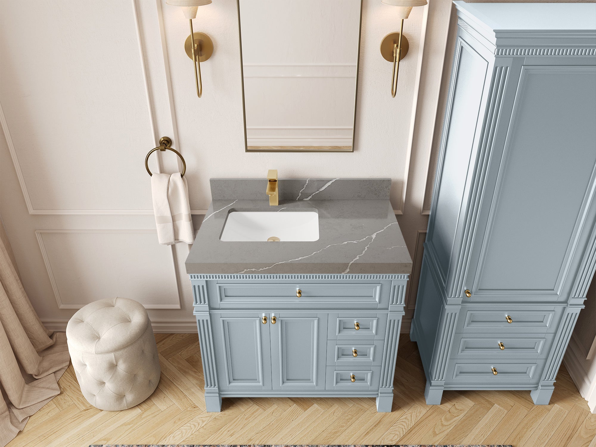 Paris 36 in. W x 22 in. D Left Offset Sink Bathroom Vanity - Willow Bath and Vanity