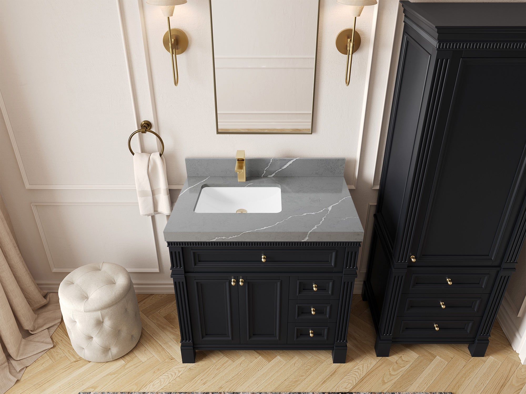 Paris 36 in. W x 22 in. D Left Offset Sink Bathroom Vanity - Willow Bath and Vanity