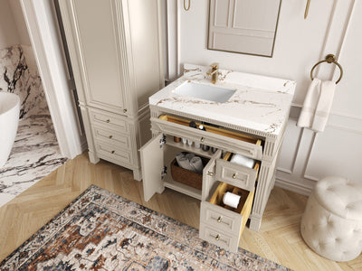 Paris 36 in. W x 22 in. D Left Offset Sink Bathroom Vanity - Willow Bath and Vanity