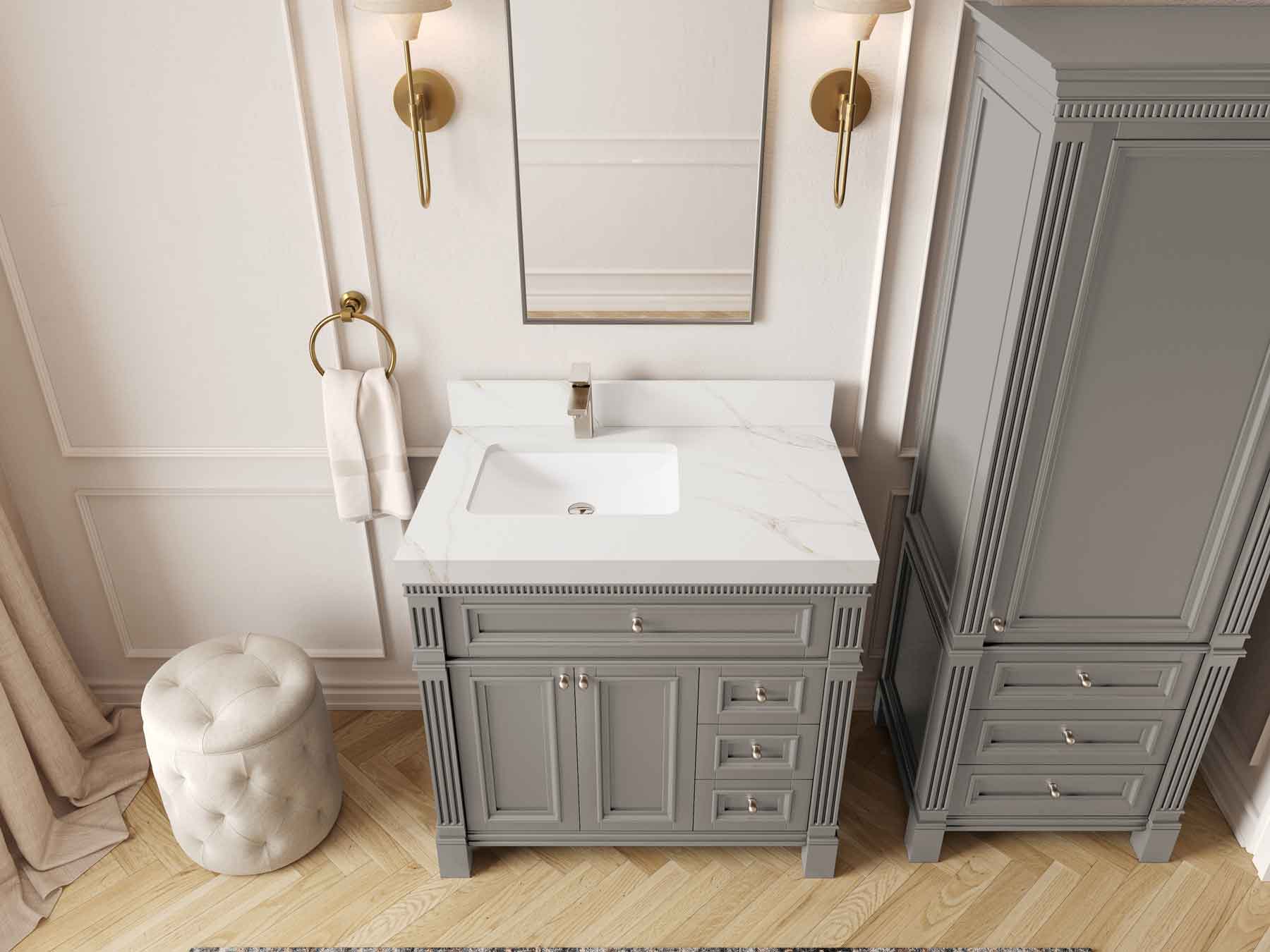 Paris 36 in. W x 22 in. D Left Offset Sink Bathroom Vanity - Willow Bath and Vanity