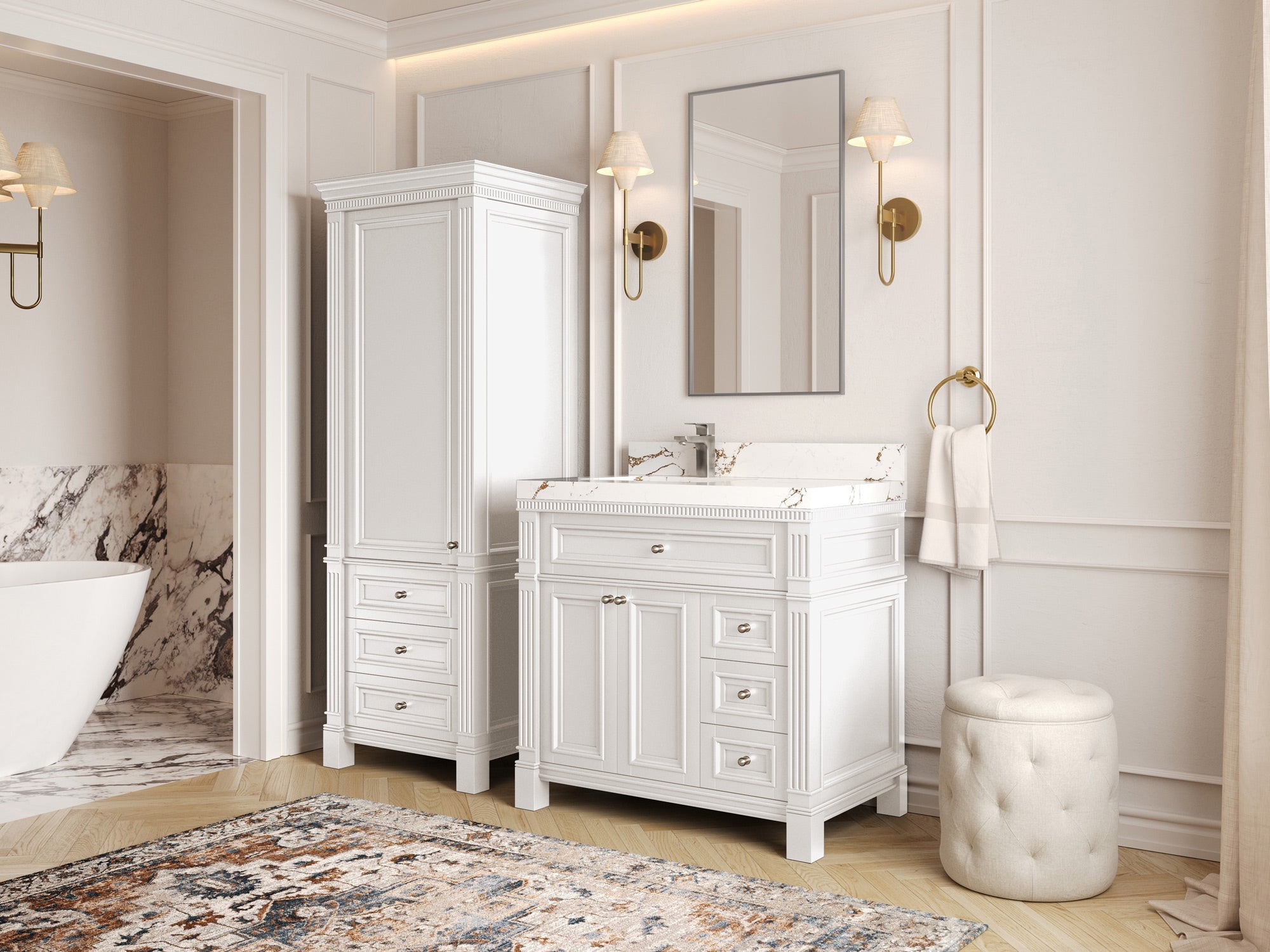 Paris 36 in. W x 22 in. D Left Offset Sink Bathroom Vanity - Willow Bath and Vanity