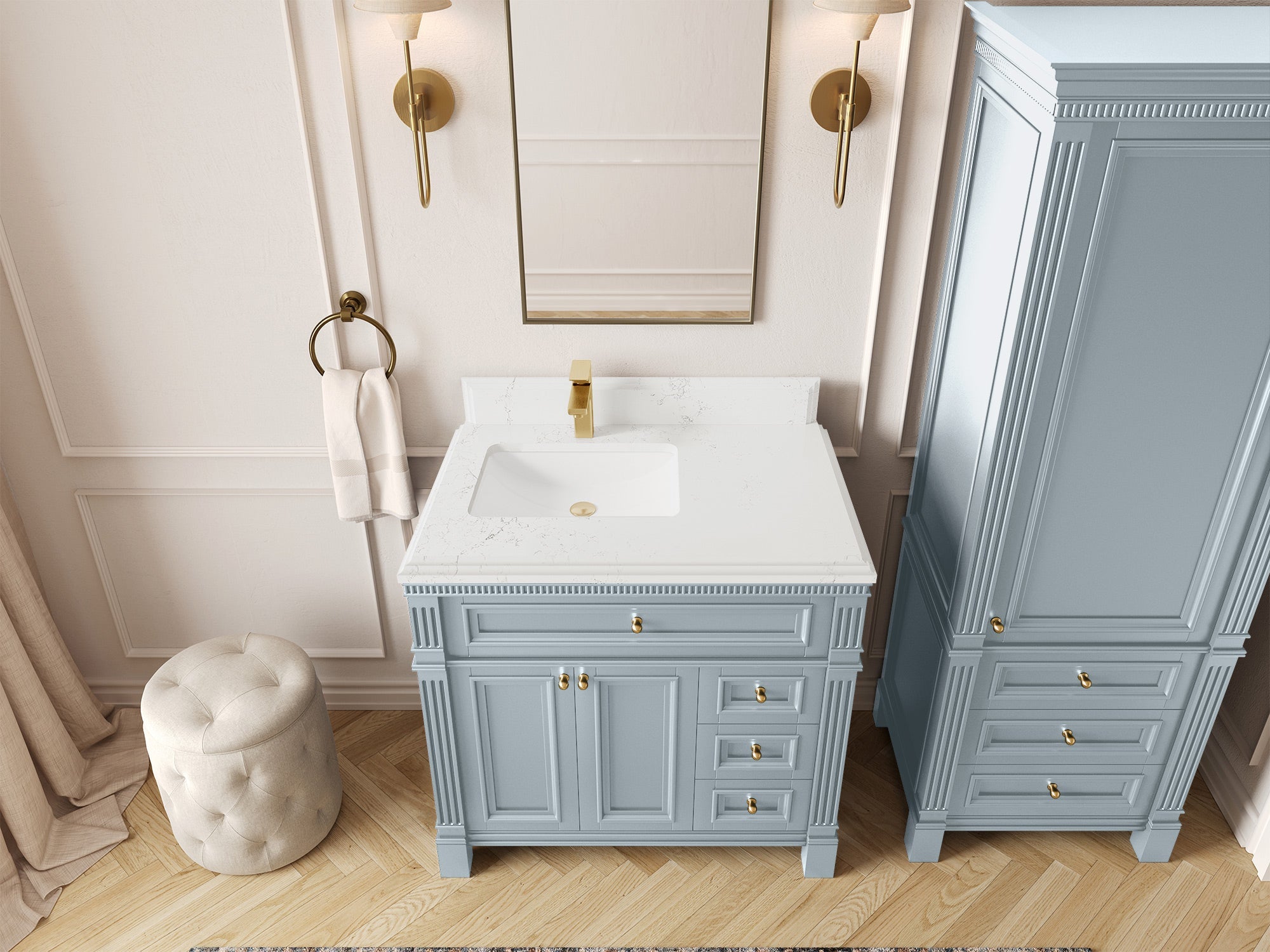 Paris 36 in. W x 22 in. D Left Offset Sink Bathroom Vanity - Willow Bath and Vanity